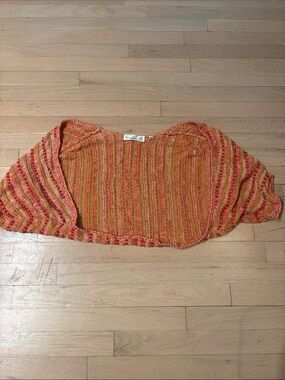 Lightweight Multicolor Striped Knit Bolero Shrug - Orange/Pink